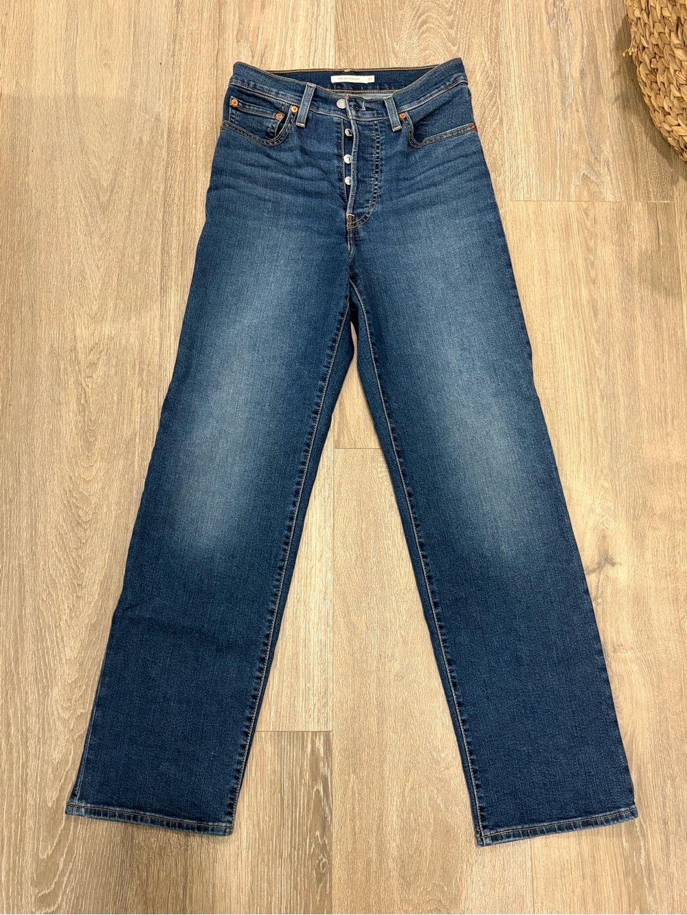 Levi's Straight Leg Button-Fly Jeans in Dark Blue Wash